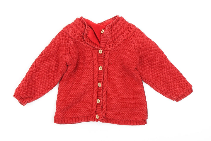 TU Girls Red Knit Cardigan Jumper Size 9-12 Months