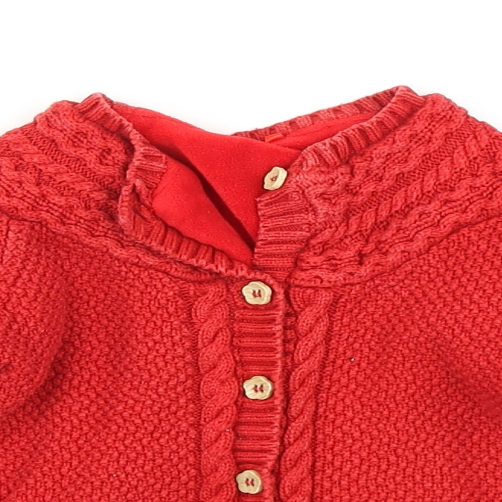TU Girls Red  Knit Cardigan Jumper Size 9-12 Months