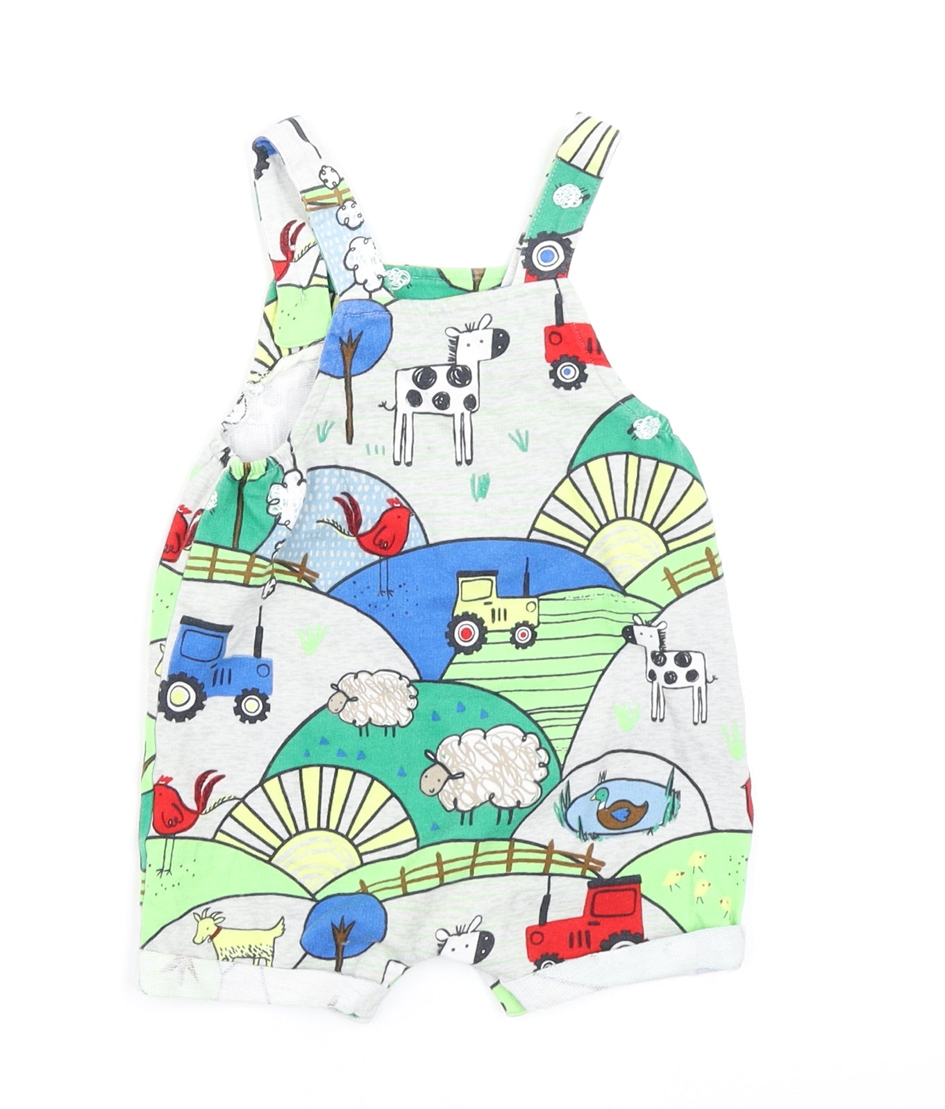 NEXT Baby Grey   Dungaree One-Piece Size 3-6 Months  - Farm Animals