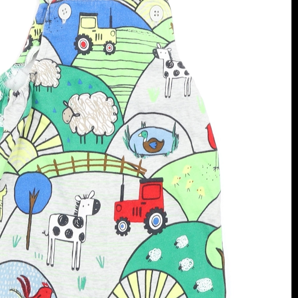 NEXT Baby Grey   Dungaree One-Piece Size 3-6 Months  - Farm Animals