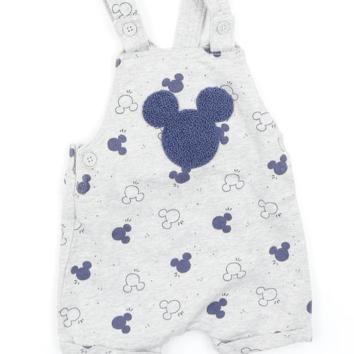 George Boys Grey Spotted  Dungaree One-Piece Size 0-3 Months  - Mickey Mouse