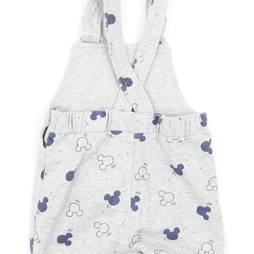 George Boys Grey Spotted  Dungaree One-Piece Size 0-3 Months  - Mickey Mouse