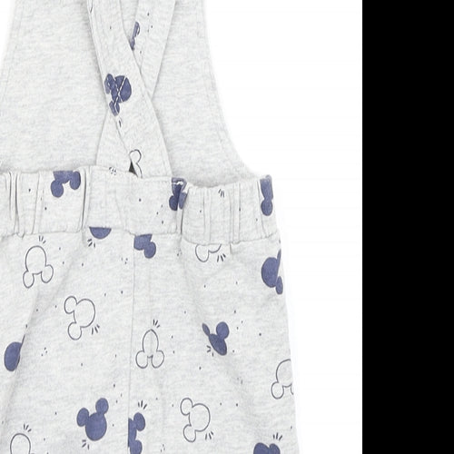 George Boys Grey Spotted  Dungaree One-Piece Size 0-3 Months  - Mickey Mouse