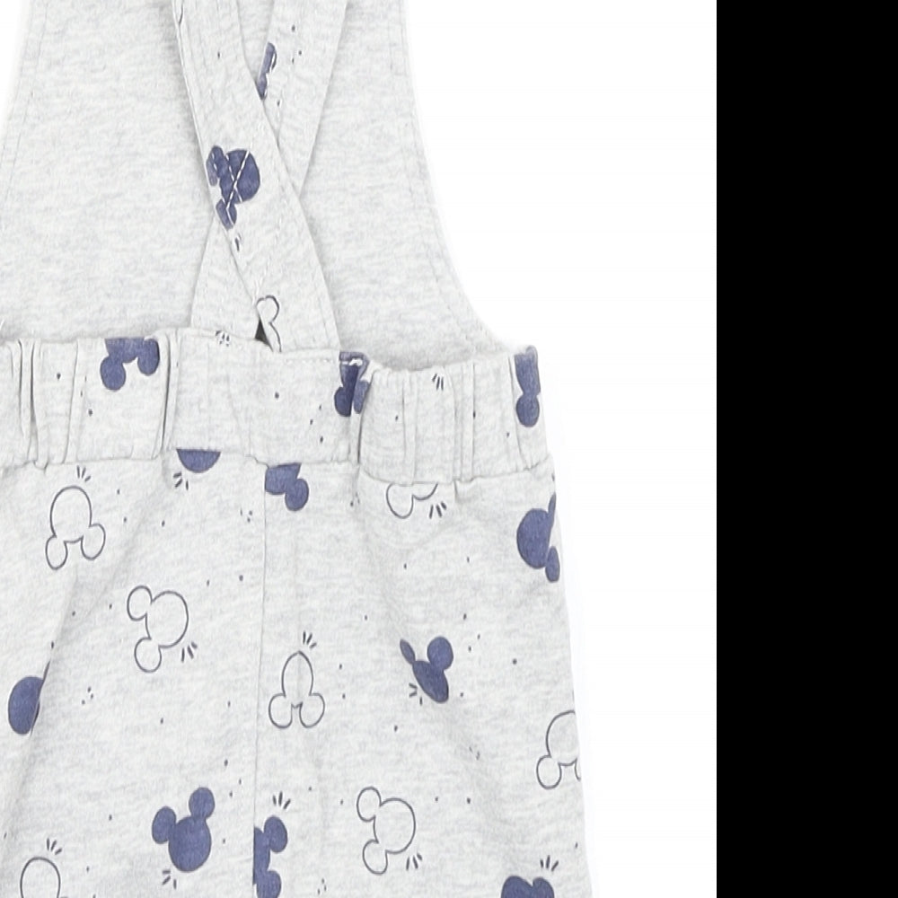 George Boys Grey Spotted  Dungaree One-Piece Size 0-3 Months  - Mickey Mouse