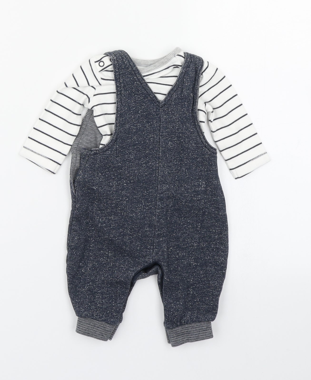George  Blue Striped  Dungaree Outfit/Set Size 0-3 Months