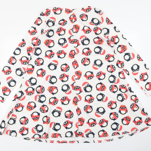 MissLook Womens White   Fit & Flare  Size 6  - Christmas Penguin