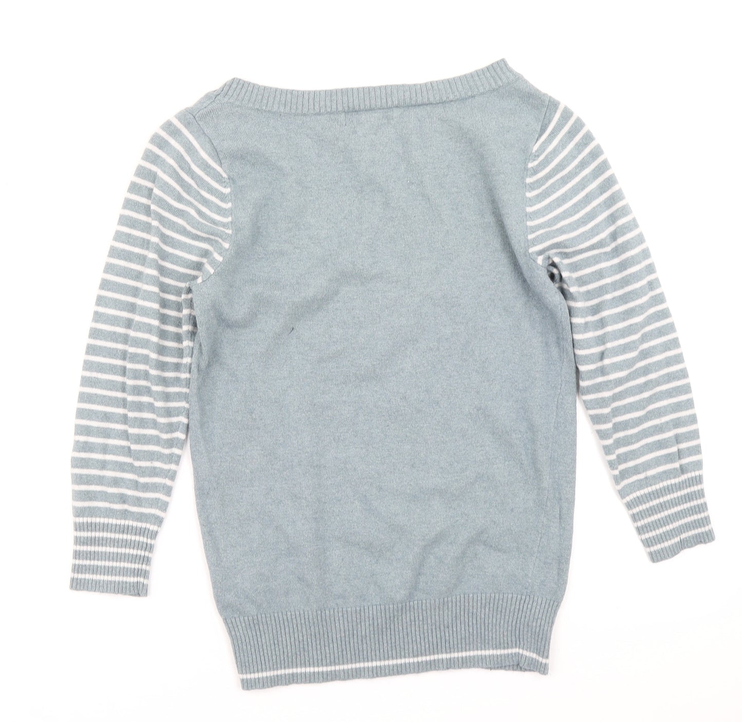 Monsoon Womens Blue Striped Knit Pullover Jumper Size S