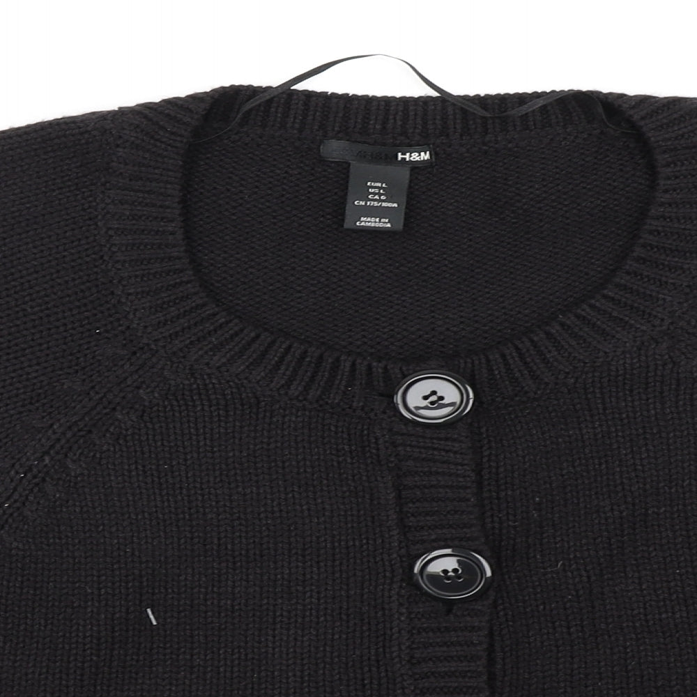 H&M Womens Black  Knit Cardigan Jumper Size L