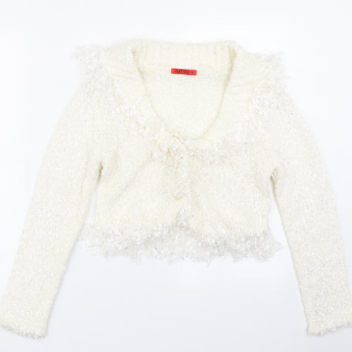Xited Womens White  Knit Cardigan Jumper Size M