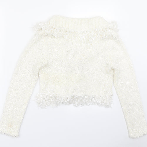 Xited Womens White  Knit Cardigan Jumper Size M