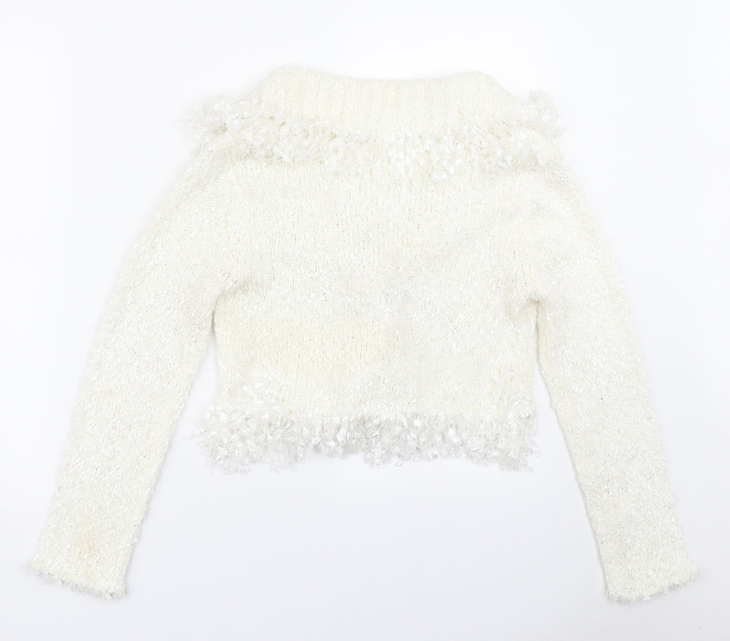 Xited Womens White  Knit Cardigan Jumper Size M