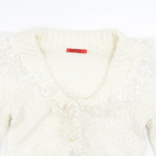 Xited Womens White  Knit Cardigan Jumper Size M