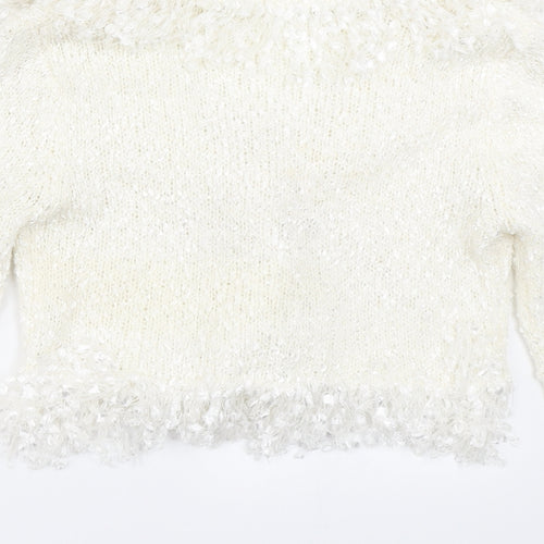 Xited Womens White  Knit Cardigan Jumper Size M