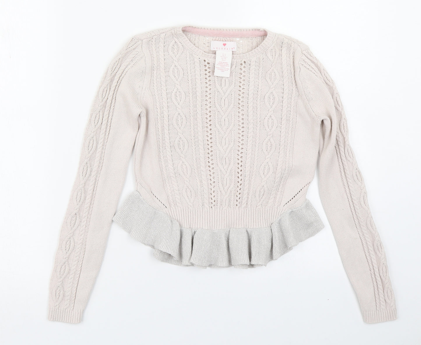 Lulurain Girls Pink  Knit Pullover Jumper Size 6 Years