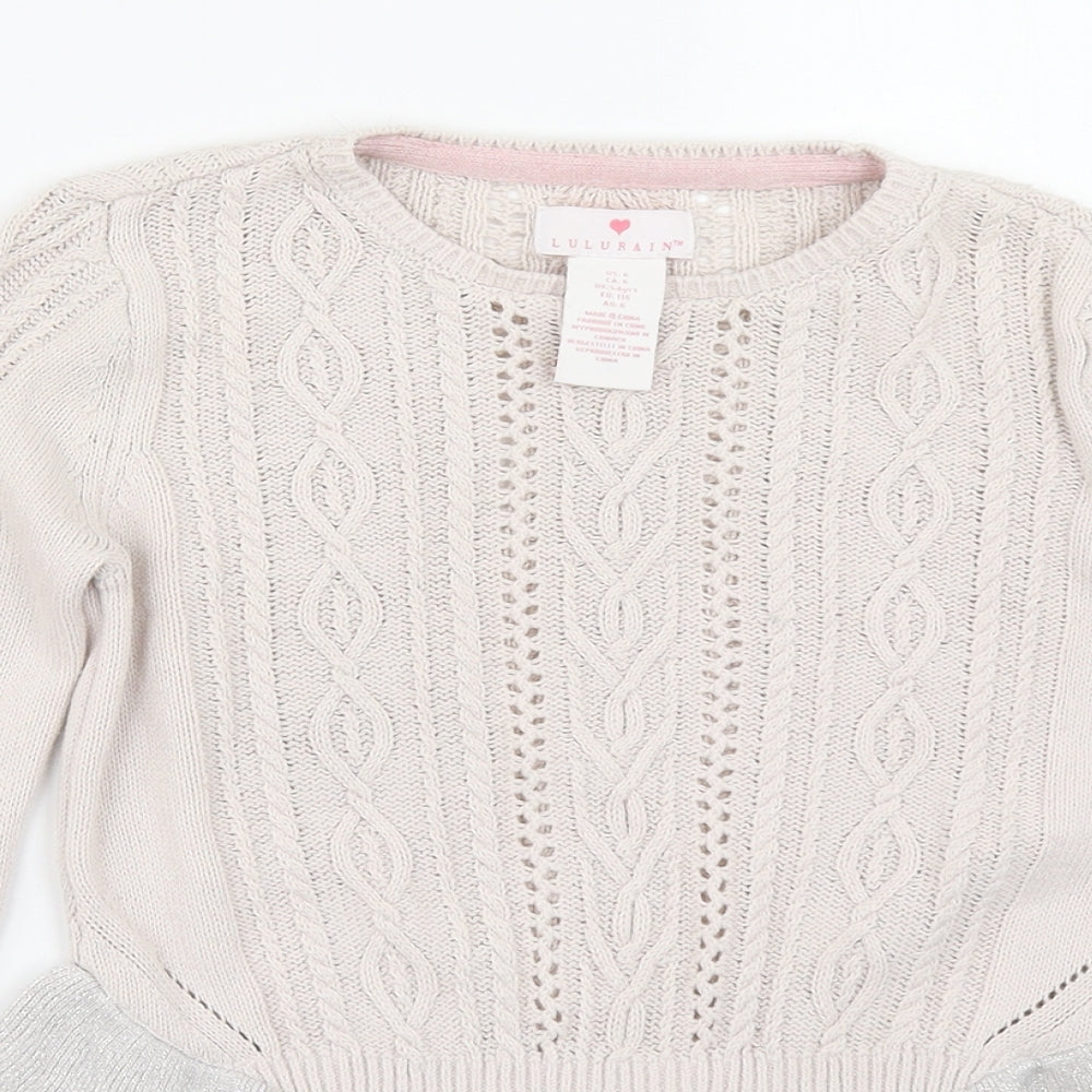 Lulurain Girls Pink  Knit Pullover Jumper Size 6 Years