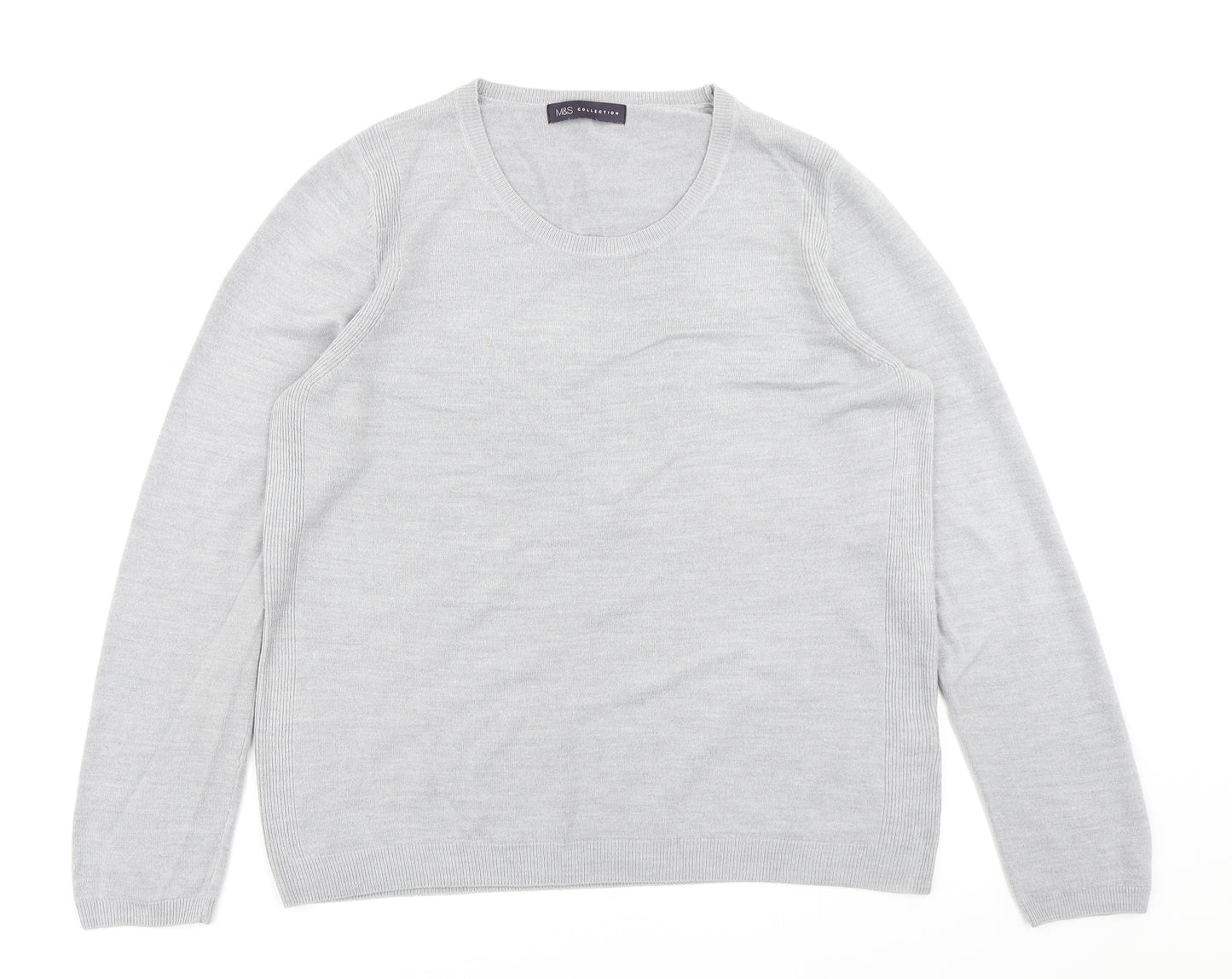 M&S Collection Womens Grey  Knit Pullover Jumper Size 18