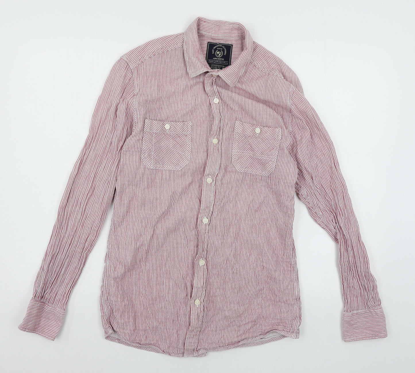 Easy Mens Pink    Button-Up Size S