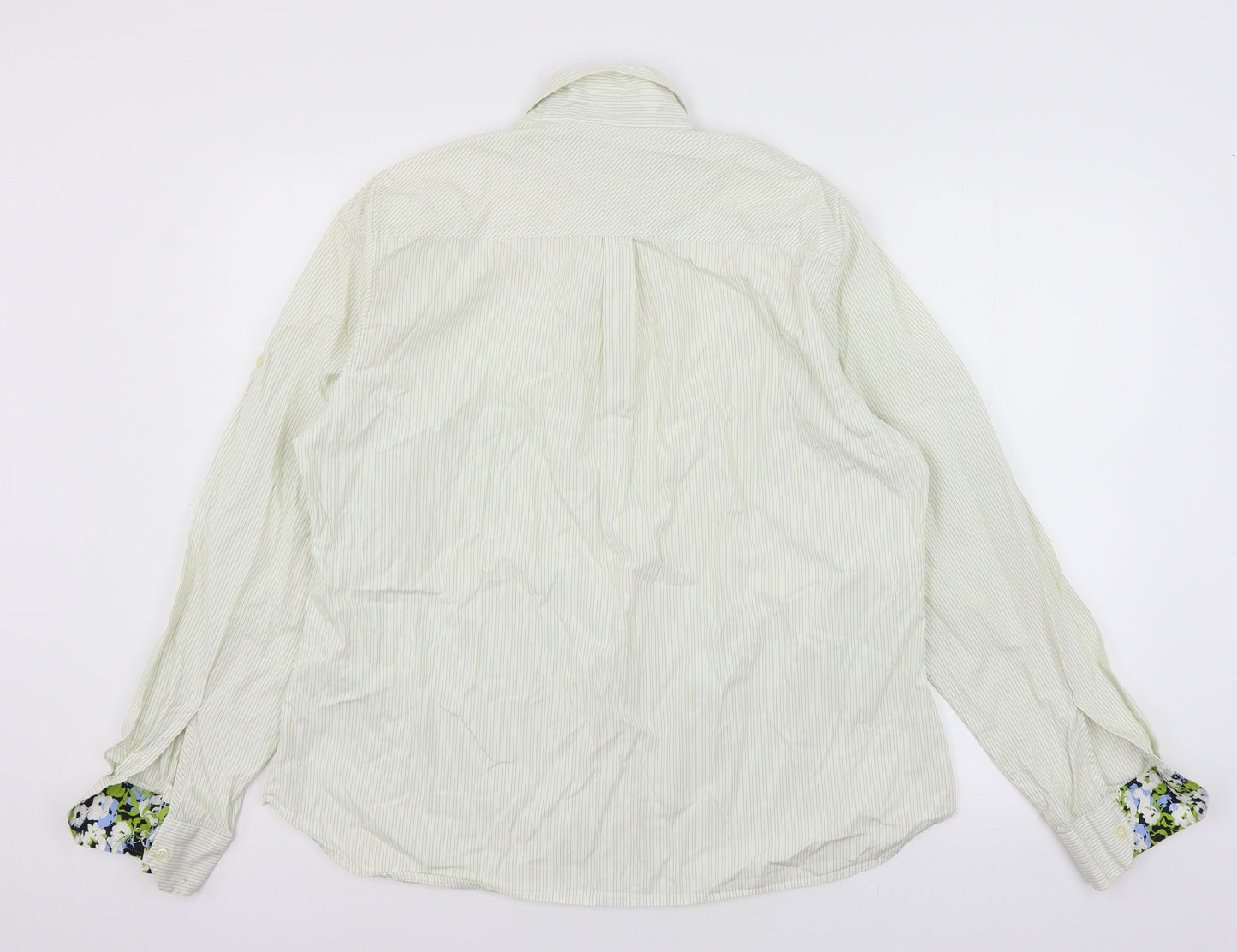Barbour Mens Green Striped   Button-Up Size 18