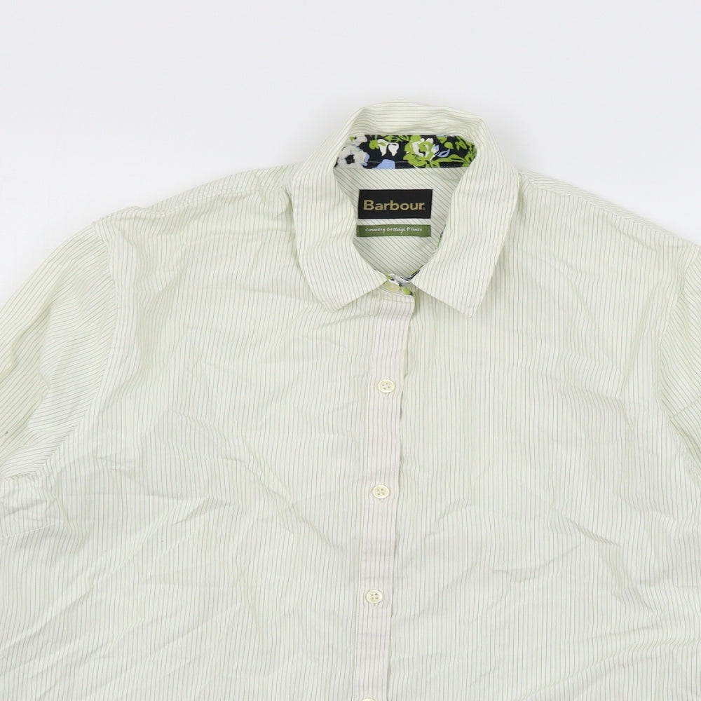 Barbour Mens Green Striped   Button-Up Size 18