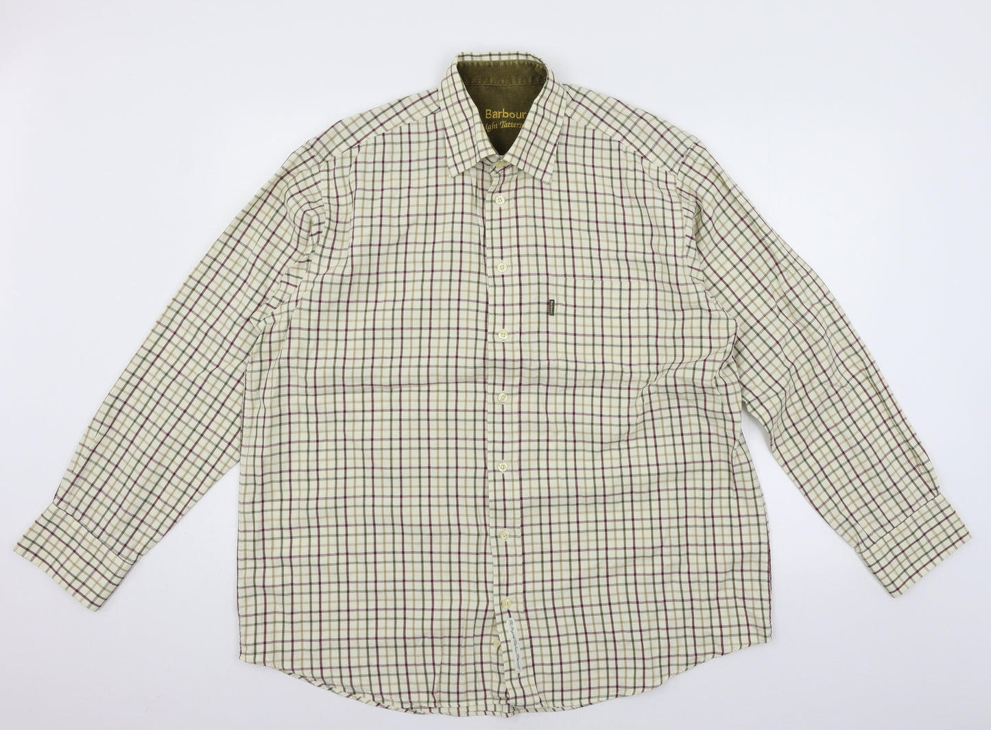 Barbour Mens Ivory Check   Button-Up Size XL