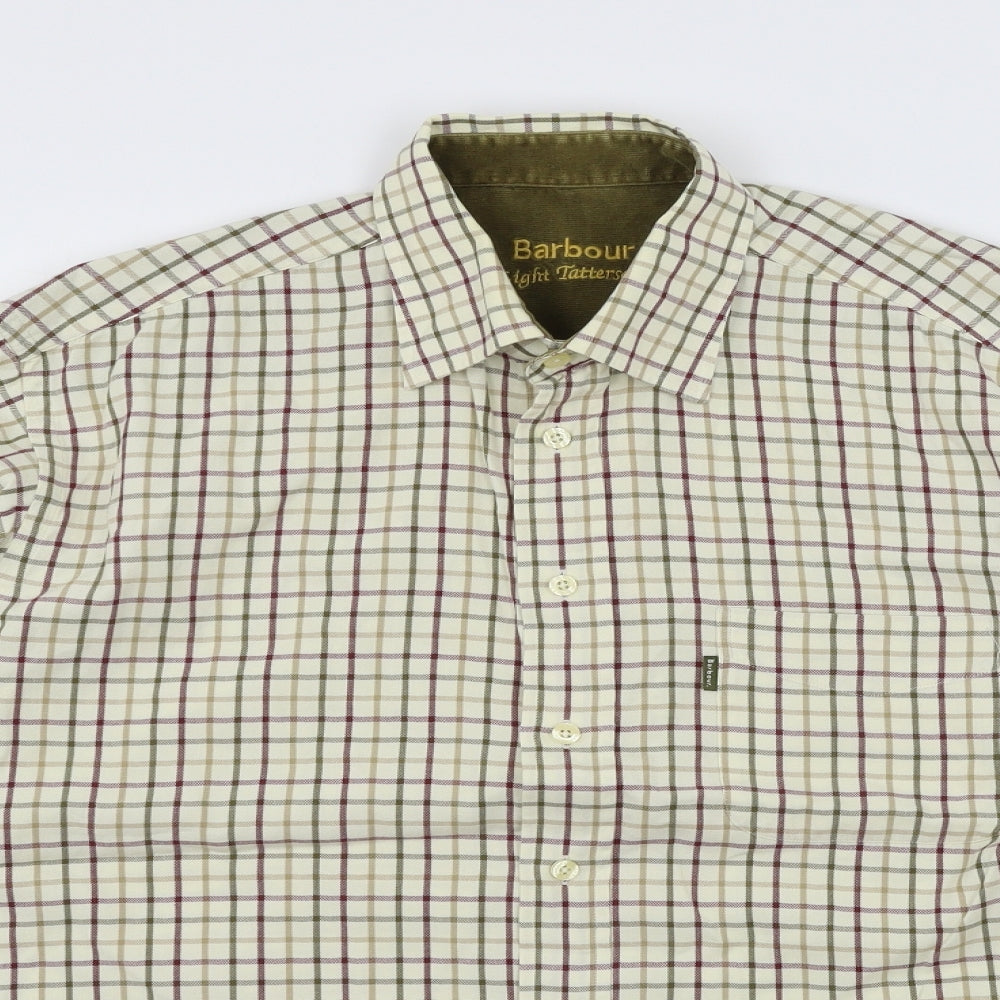 Barbour Mens Ivory Check   Button-Up Size XL