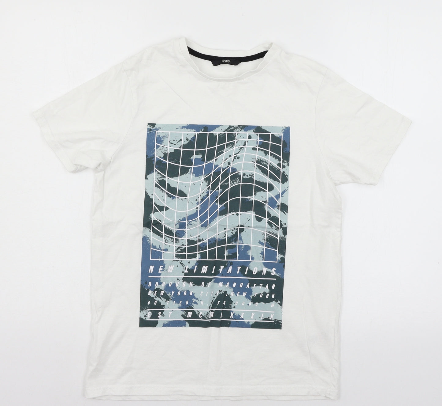 George Boys White  Jersey Basic T-Shirt Size 12-13 Years  - New Limitations