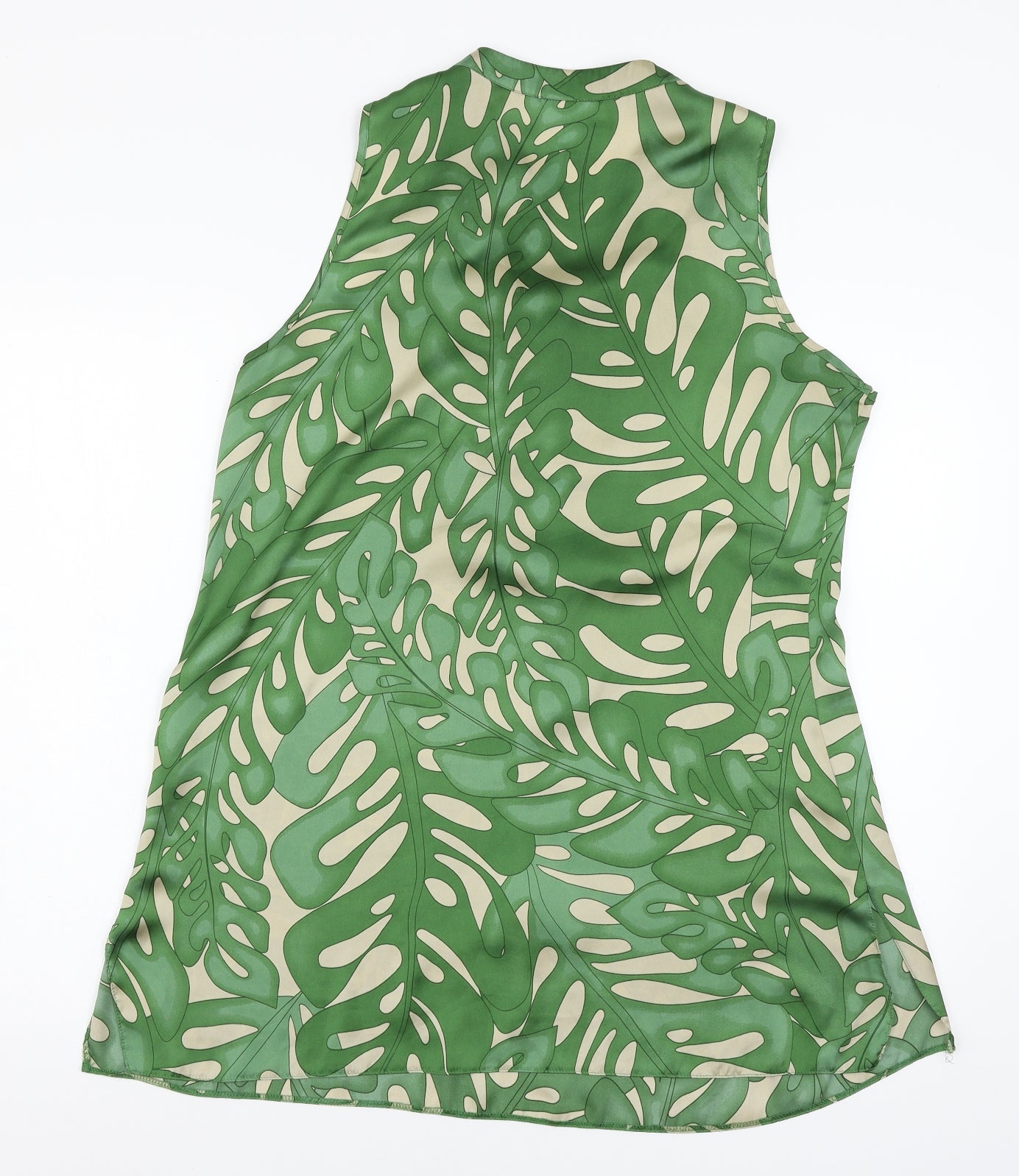 Wallis Womens Green  Satin Basic Blouse Size 16  - Leaf Print