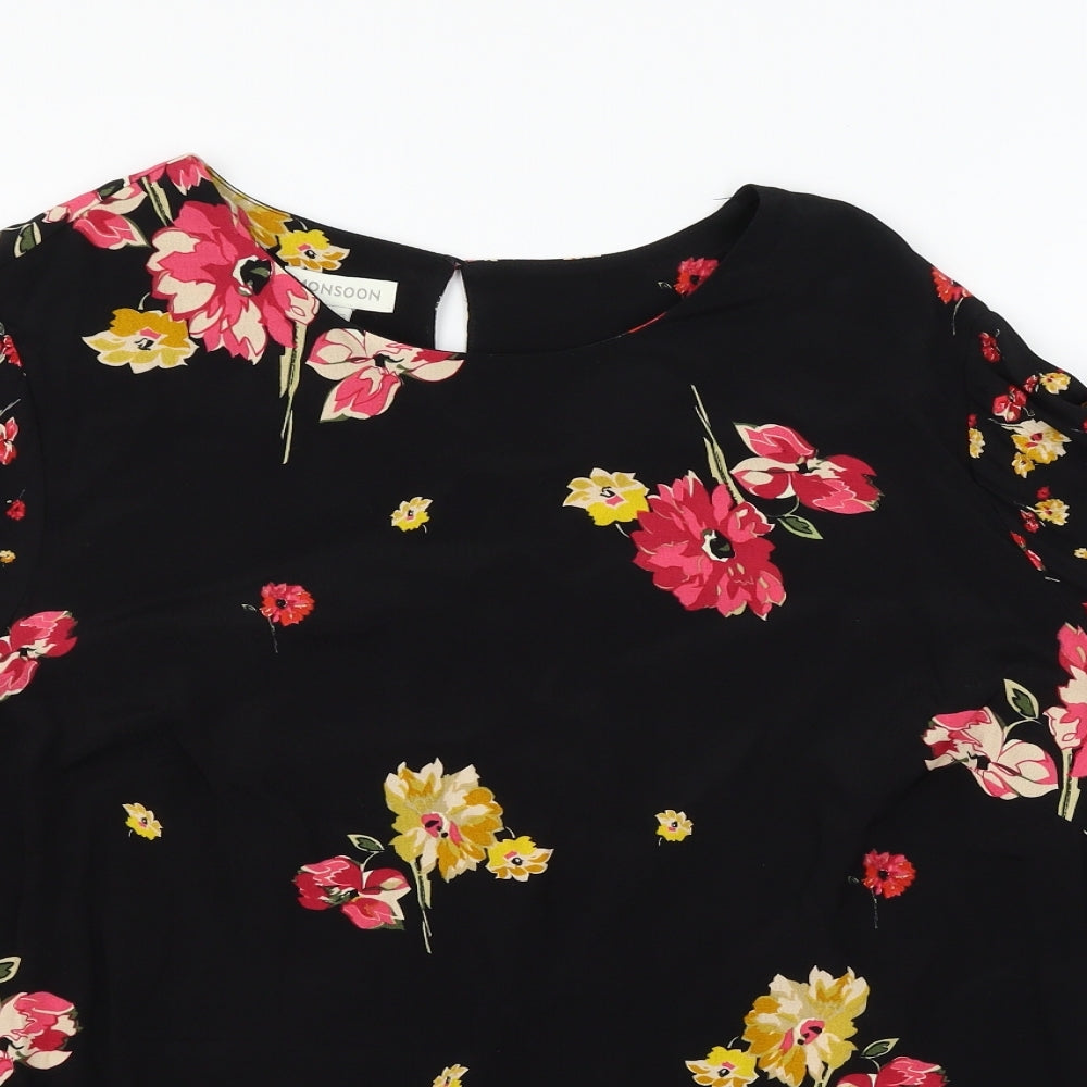 Monsoon Womens Black Floral  Basic Blouse Size 20