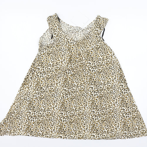 Preworn Womens Brown Animal Print  Basic Blouse Size 12