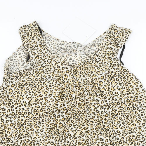 Preworn Womens Brown Animal Print  Basic Blouse Size 12