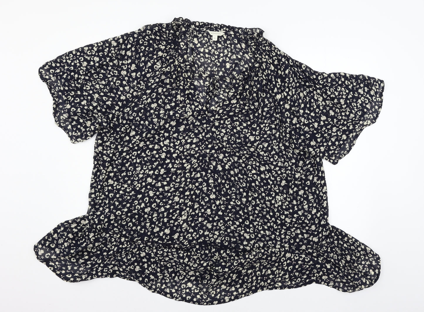 Monsoon Womens Blue Floral  Basic Blouse Size XL