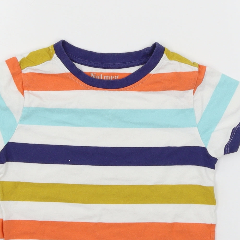 Nutmeg Boys Blue Striped Jersey Basic T-Shirt Size 5-6 Years