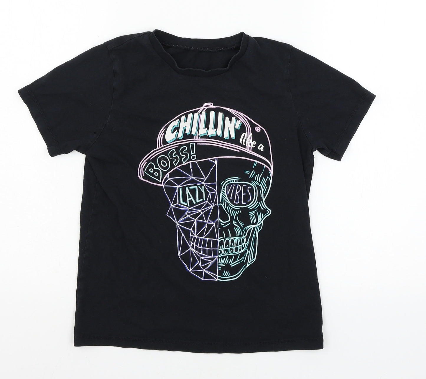 George Girls Blue  Jersey Basic T-Shirt Size 10-11 Years  - Skull