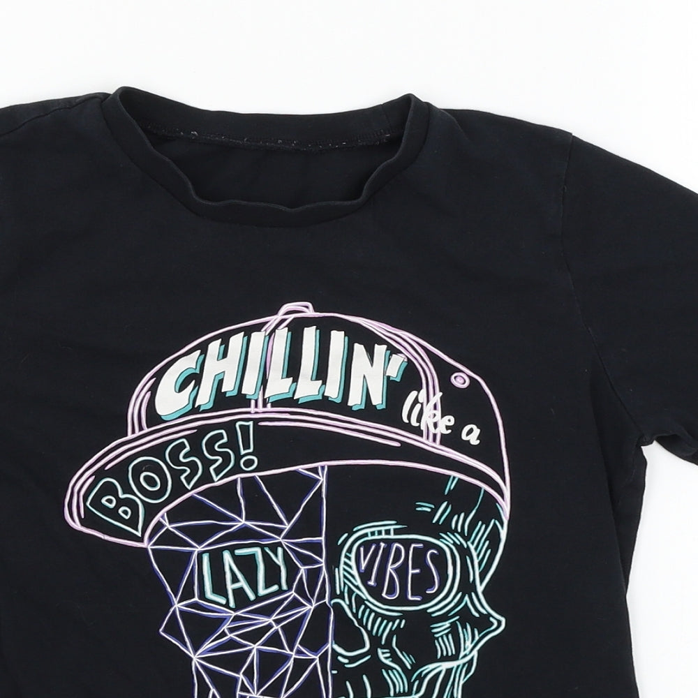 George Girls Blue  Jersey Basic T-Shirt Size 10-11 Years  - Skull