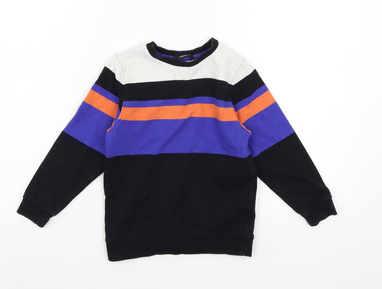 George Boys Black Striped Jersey Pullover Sweatshirt Size 4-5 Years