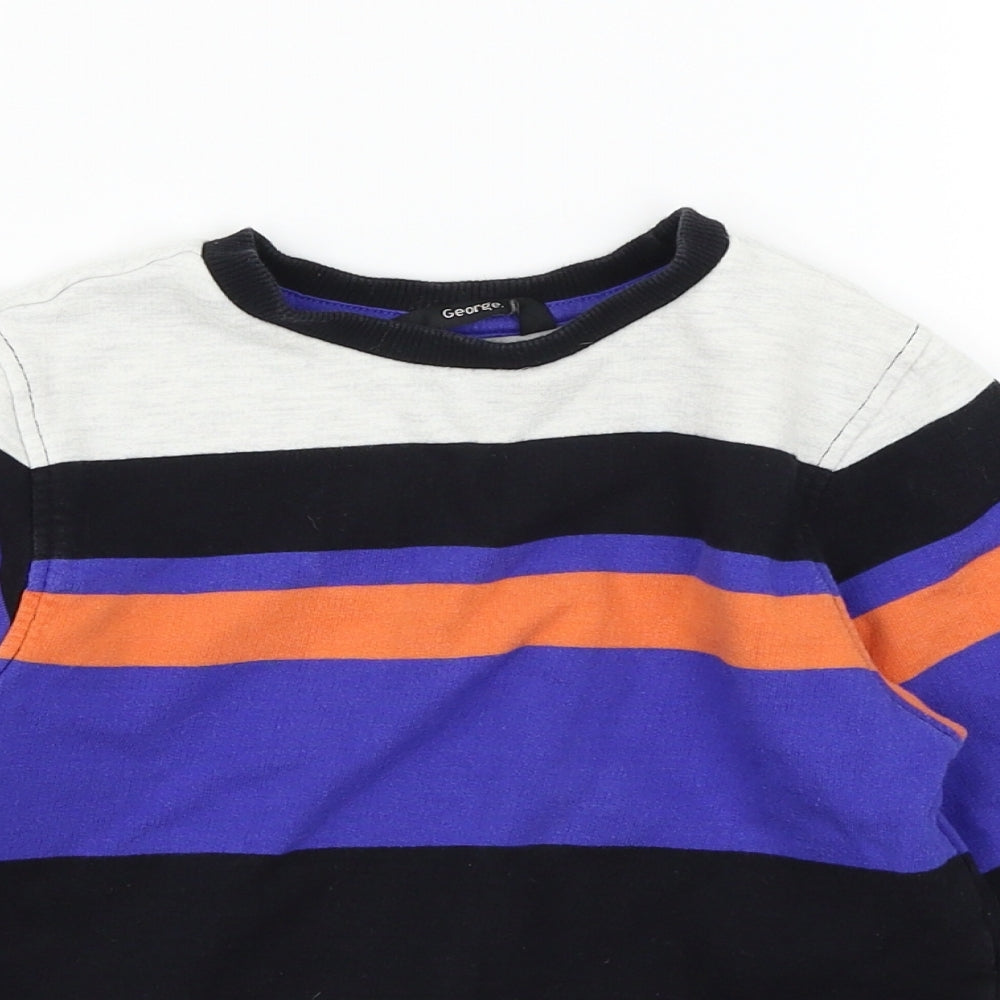 George Boys Black Striped Jersey Pullover Sweatshirt Size 4-5 Years