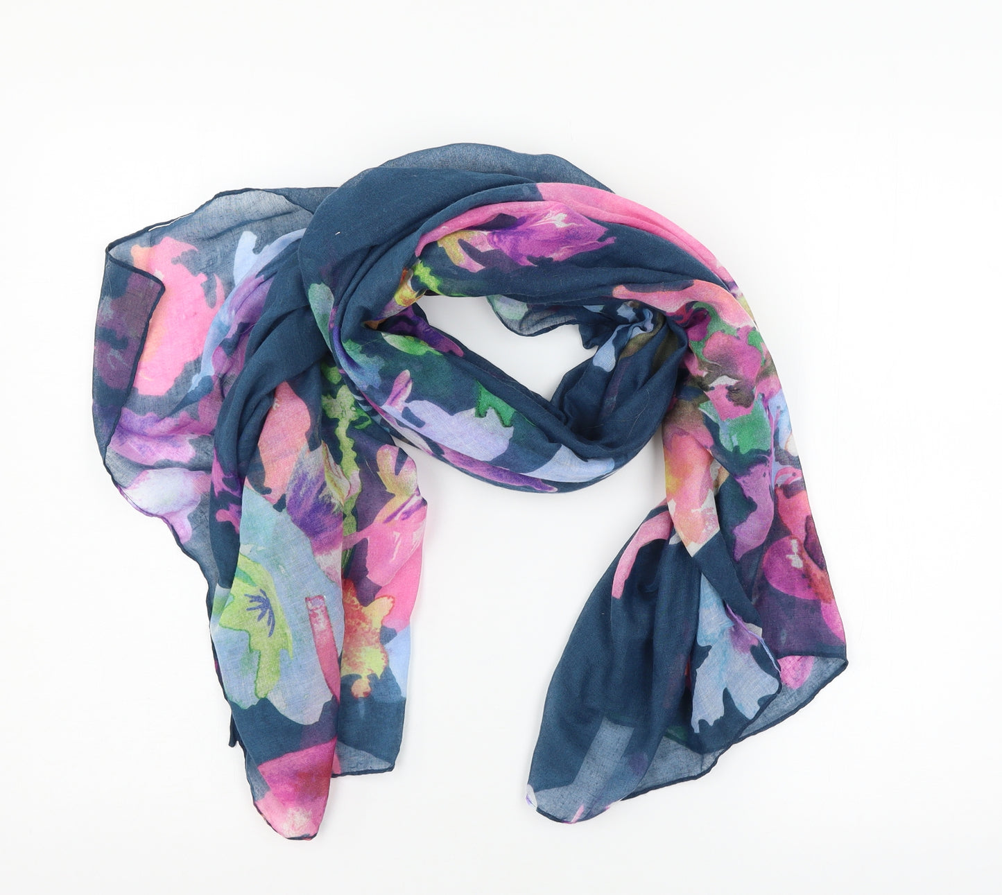 Preworn Womens Blue Floral   Scarf