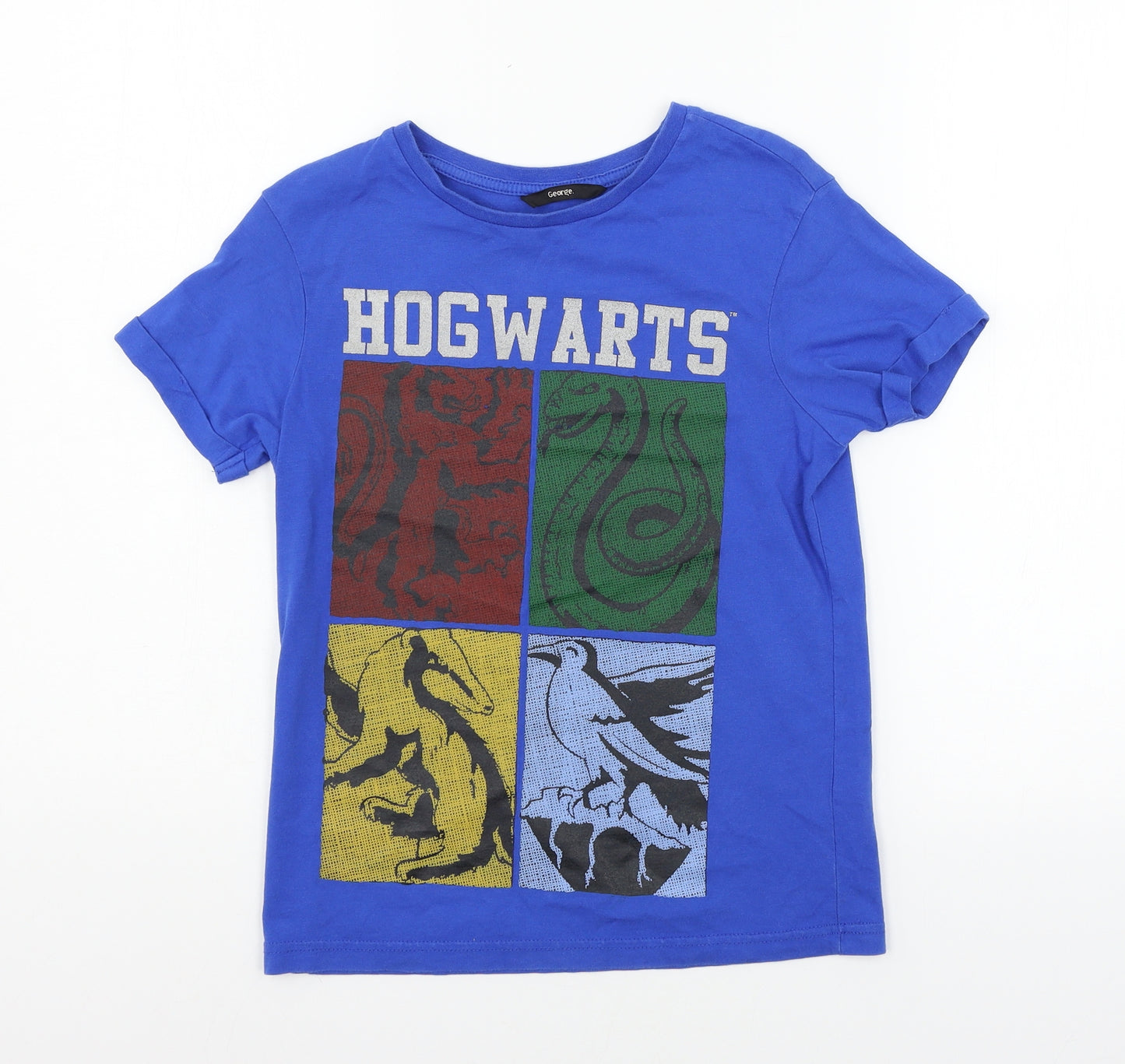 George Boys Blue  Jersey Basic T-Shirt Size 8-9 Years  - Hogwarts