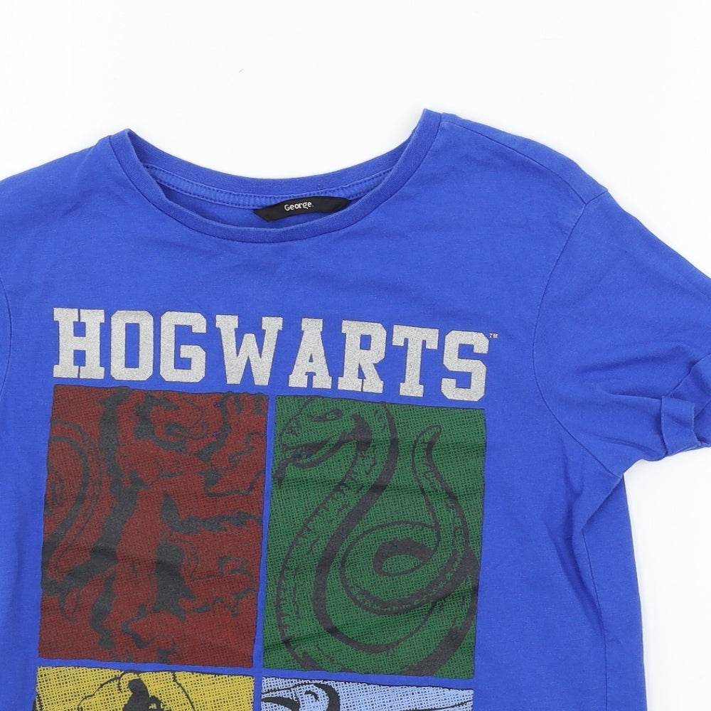 George Boys Blue  Jersey Basic T-Shirt Size 8-9 Years  - Hogwarts