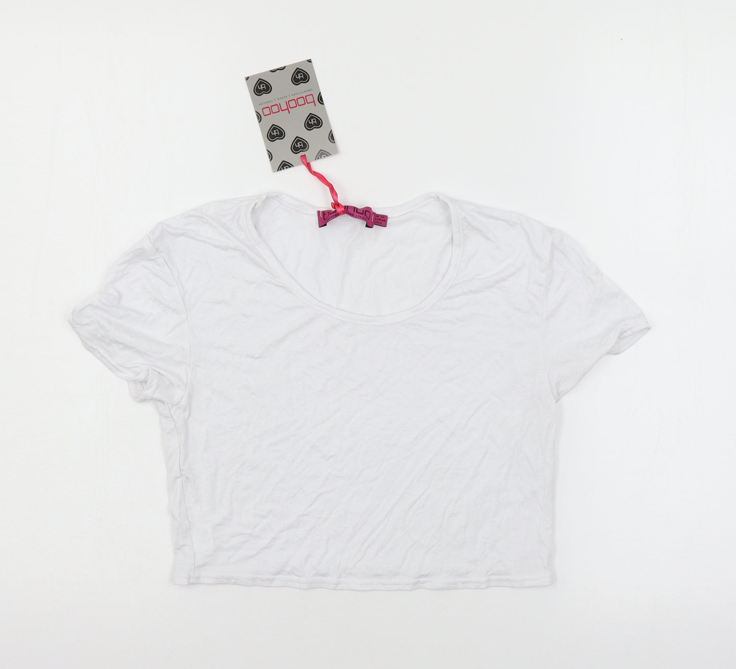 Boohoo Womens White  Jersey Basic T-Shirt Size 12