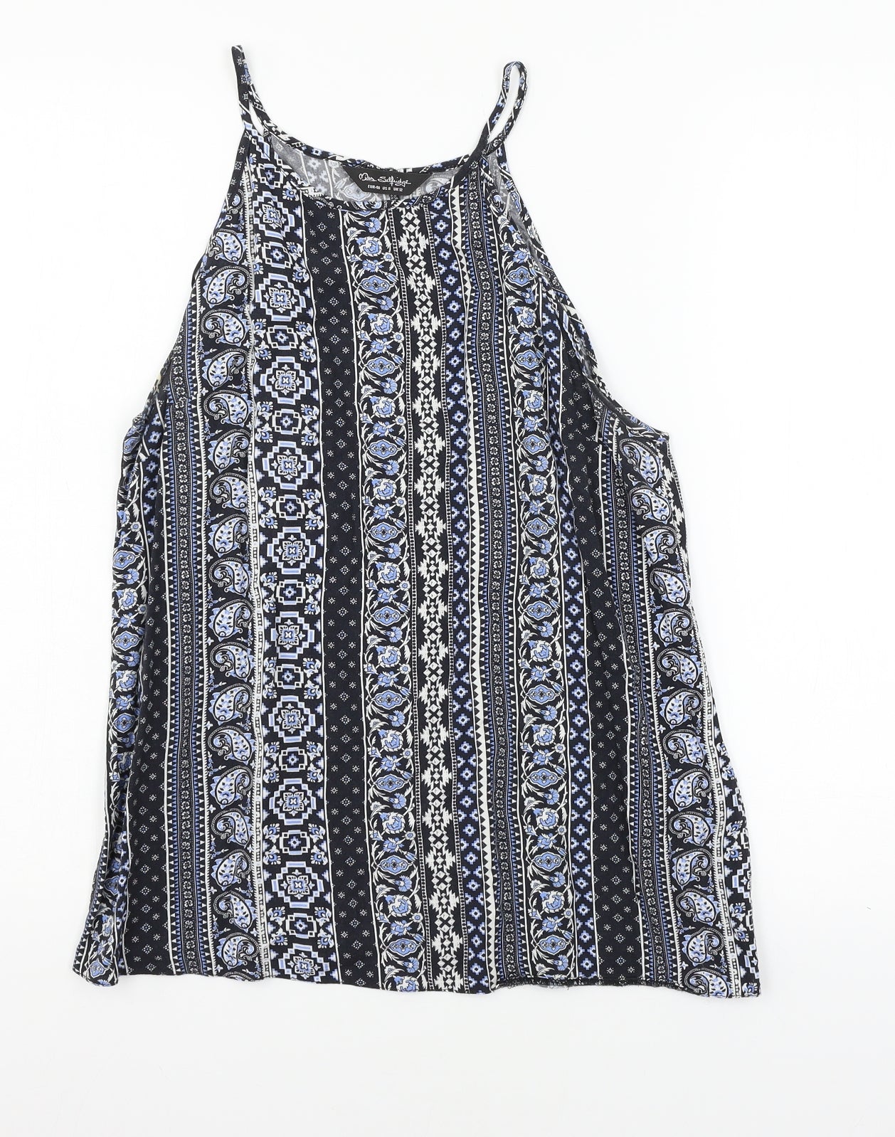 Miss Selfridge Womens Blue Geometric  Camisole Tank Size 12