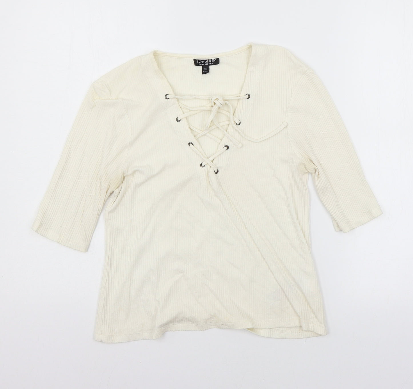 Topshop Womens Ivory  Jersey Basic T-Shirt Size 12
