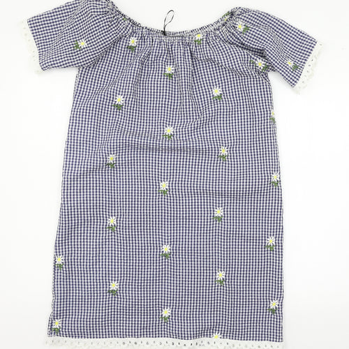 QED London Womens Blue Check  A-Line  Size S