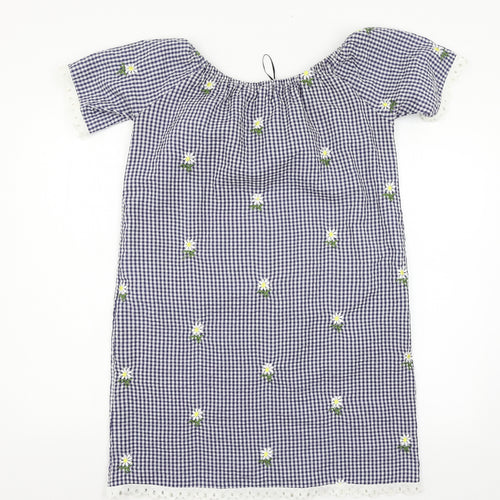 QED London Womens Blue Check  A-Line  Size S