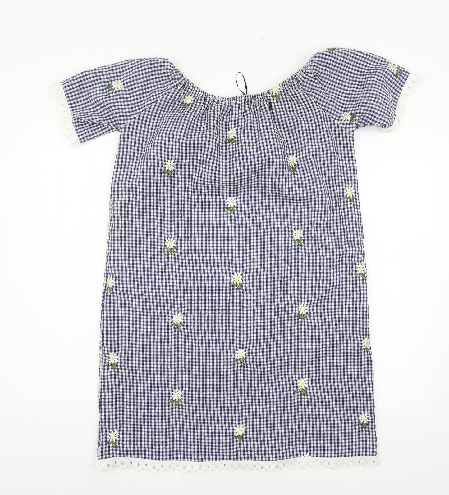 QED London Womens Blue Check  A-Line  Size S