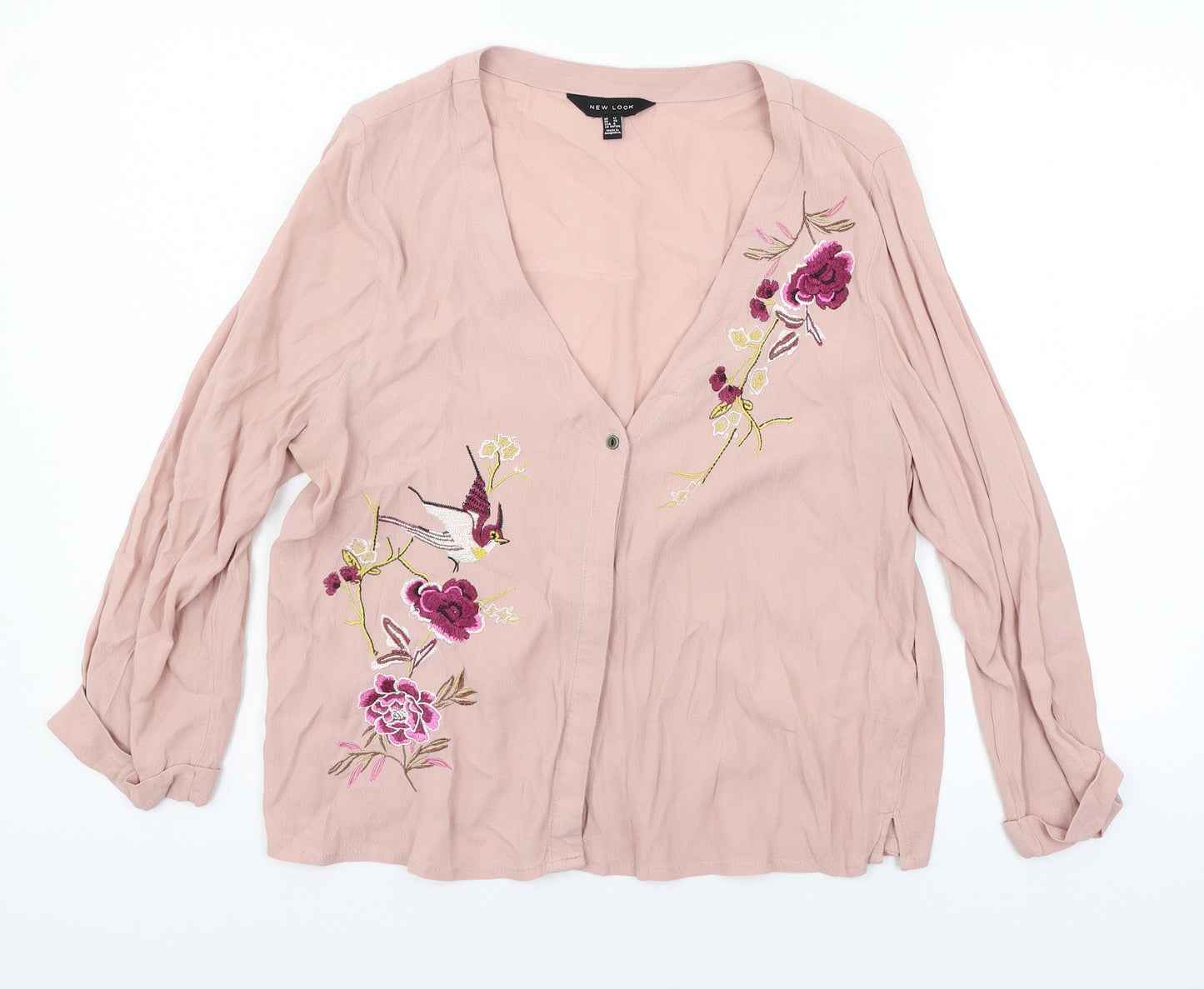 New Look Womens Pink Floral  Basic Blouse Size 12