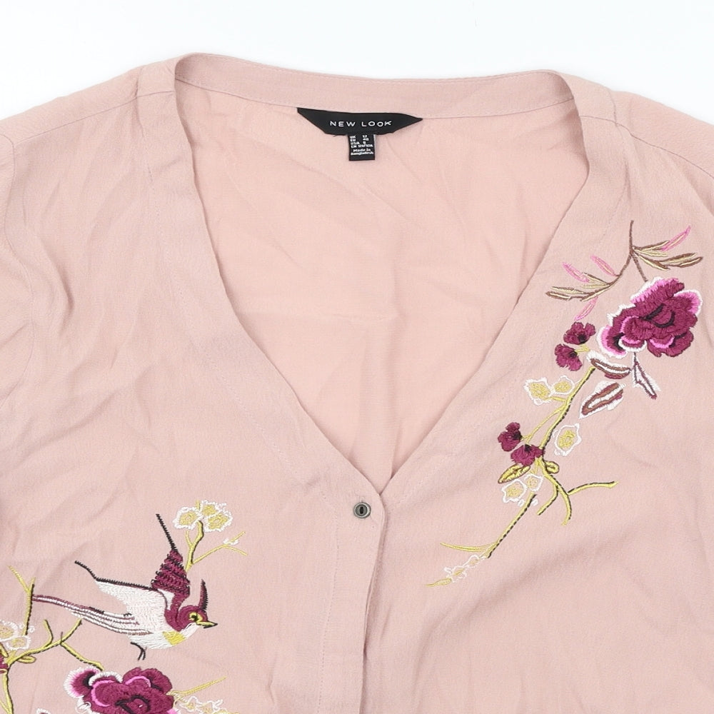 New Look Womens Pink Floral  Basic Blouse Size 12