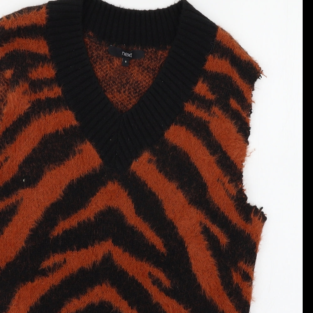 NEXT Womens Black Animal Print Knit Pullover Jumper Size S