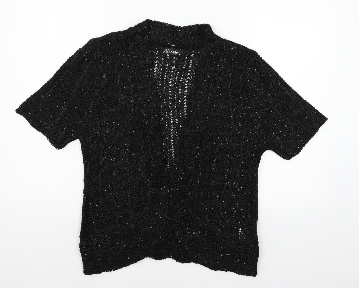 Alexara Womens Black  Knit Cape Jumper Size M
