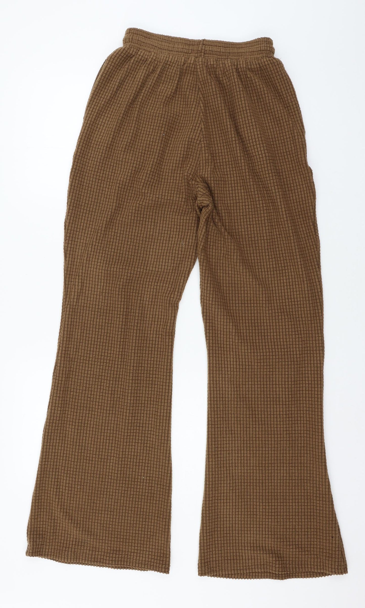SheIn Womens Brown Check Jersey Trousers  Size M L31 in